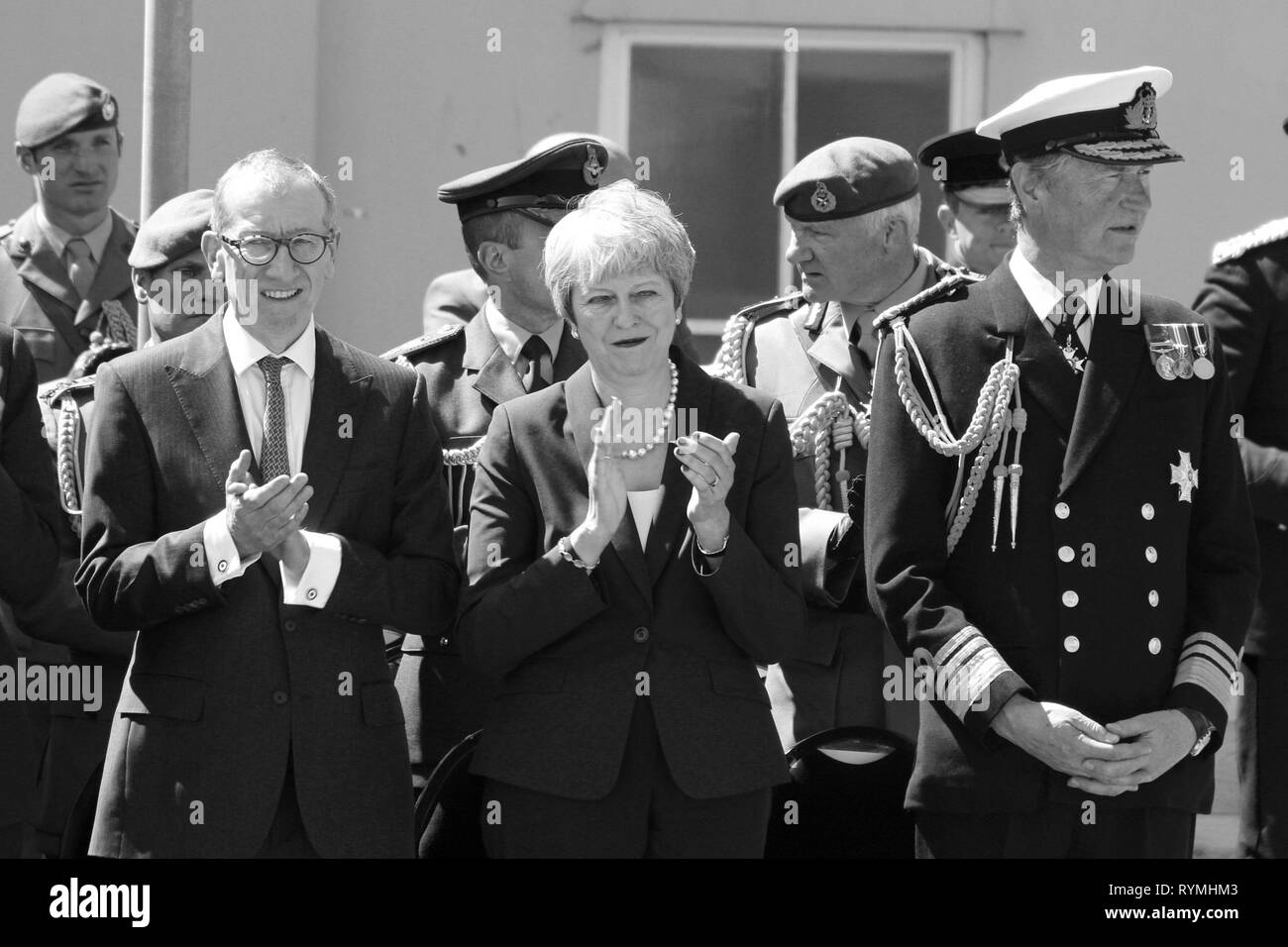 Il Primo Ministro Theresa possono frequentare le forze armate giorno Llandudno, Wales UK Foto Stock