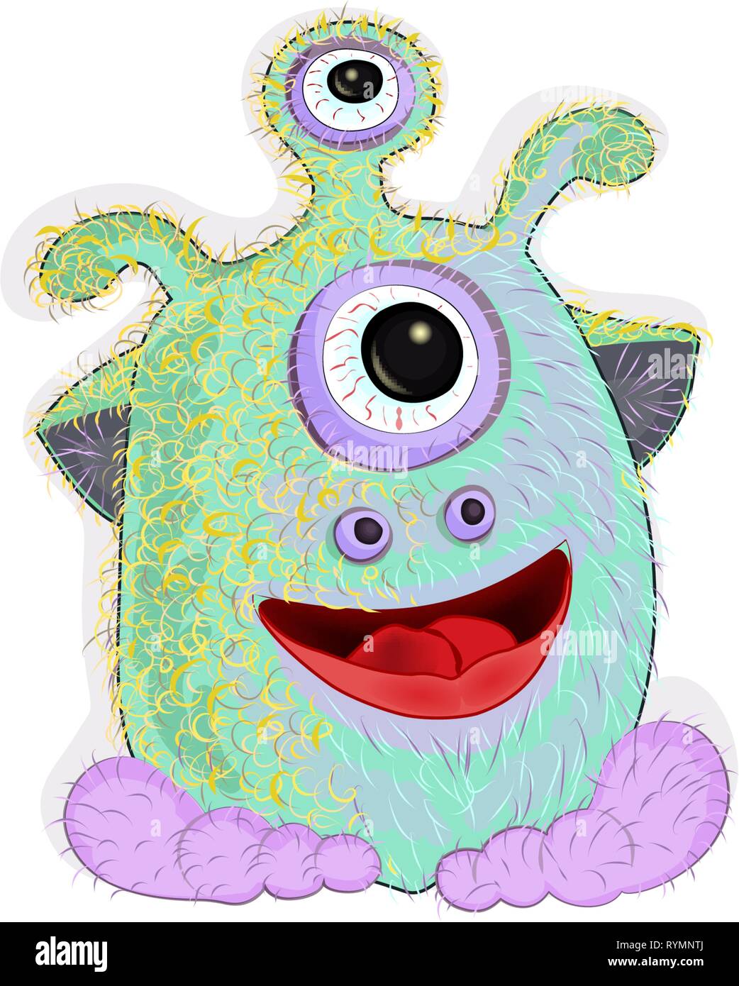 Piedi grandi funny monster turchese alien Illustrazione Vettoriale