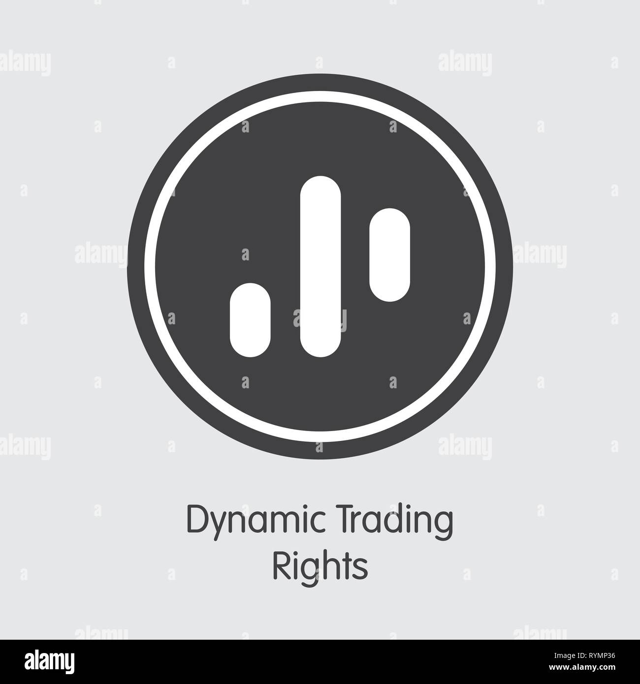 Il segnale DTR - Dinamica dei diritti commerciali - la moneta e la relativa icona. Illustrazione Vettoriale