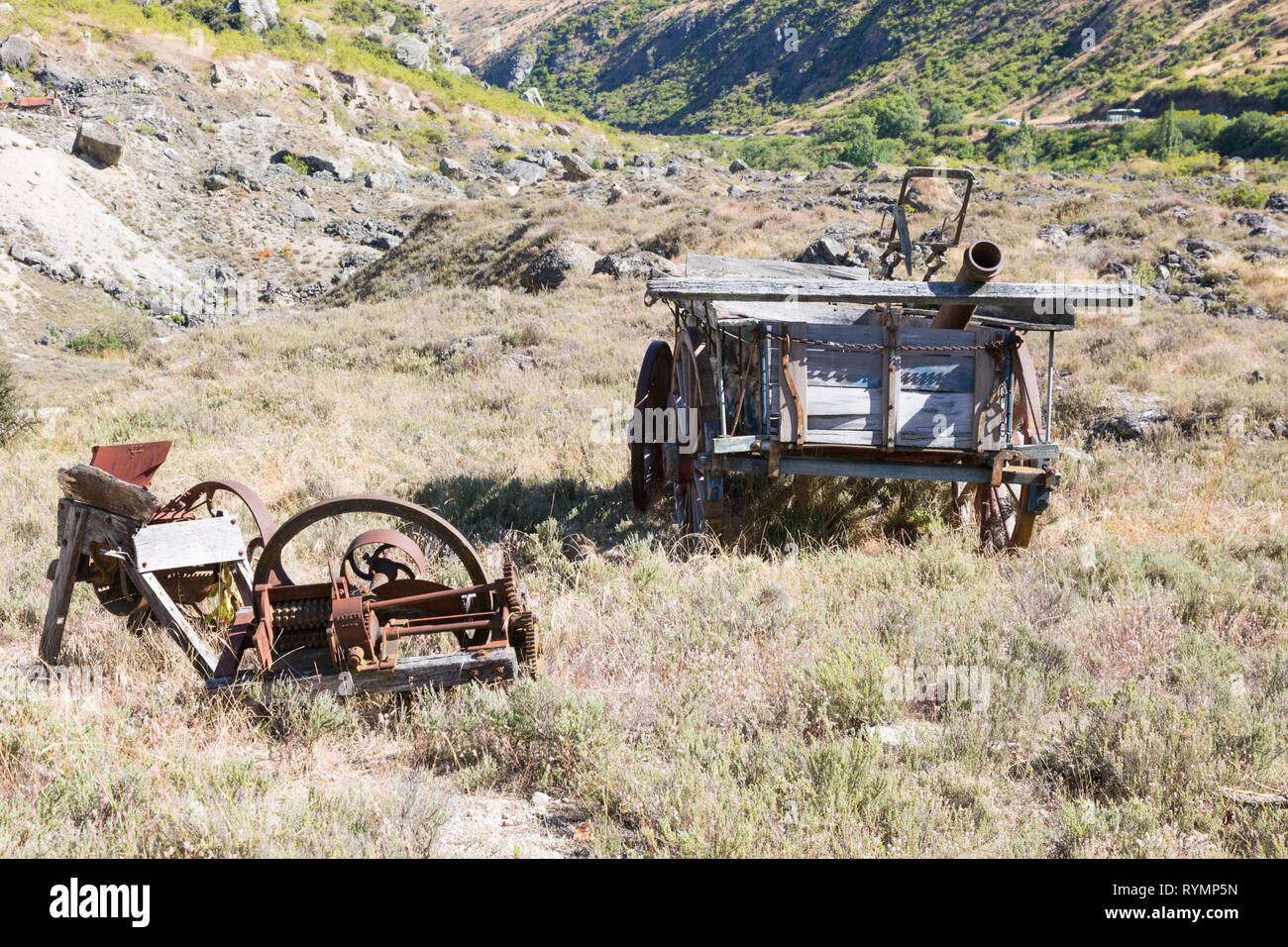 Il vecchio carro, Goldfields centro minerario, Nuova Zelanda Foto Stock