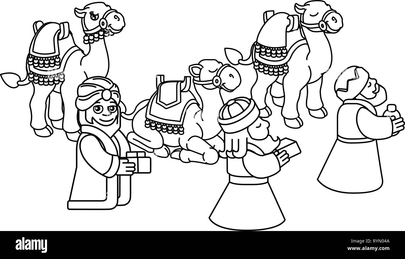 Saggi Presepe Cartoon Illustrazione Vettoriale