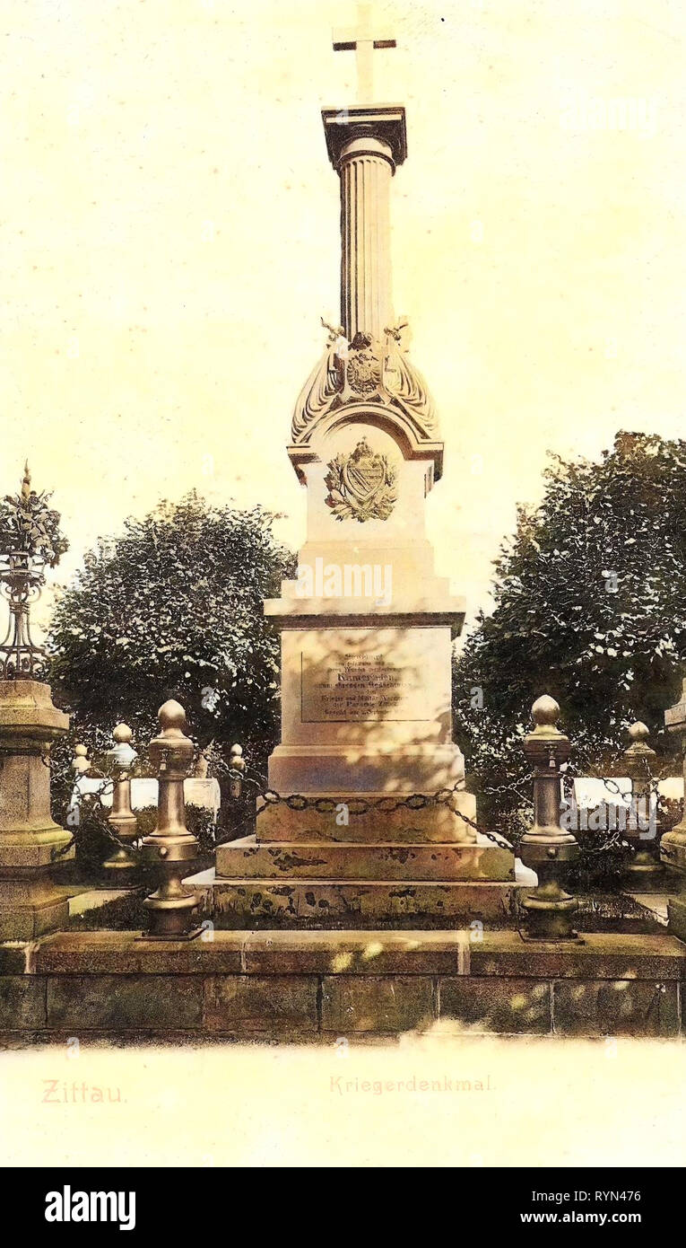 Cimiteri di guerra nel Landkreis Görlitz, monumenti e memoriali in Zittau, 1904, Landkreis Görlitz, Zittau Kriegerdenkmal, Germania Foto Stock