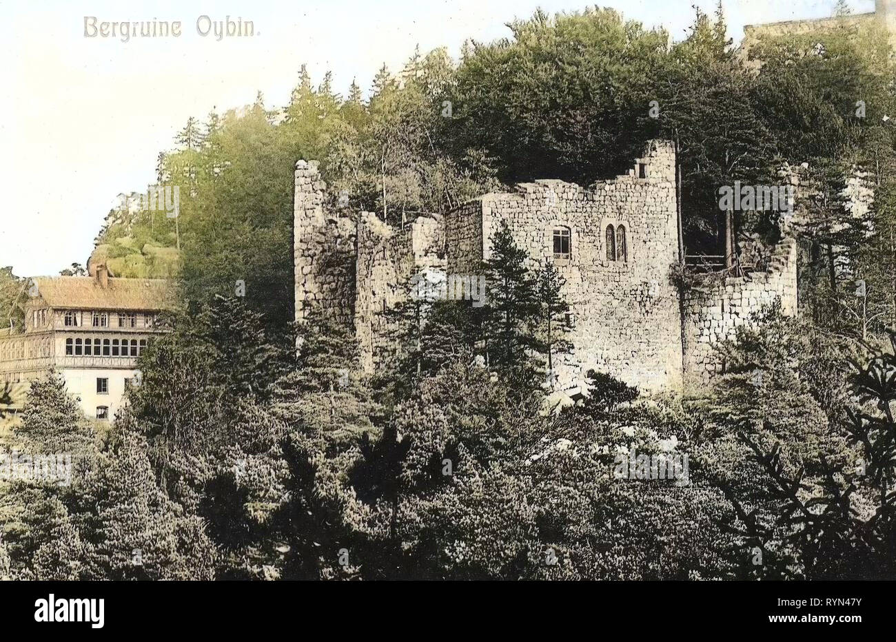 Berg Oybin, Rovine in Sassonia, 1904, Landkreis Görlitz, Oybin, Burgruine, Germania Foto Stock