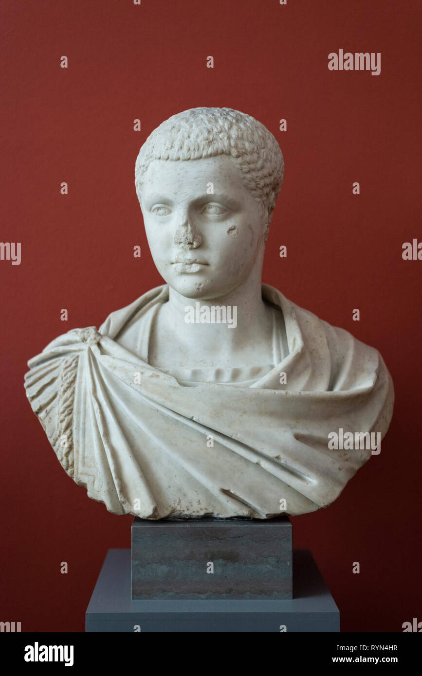 Copenhagen. La Danimarca. Busto di imperatore romano Elagabalo Elagabalus. Ny Carlsberg Glyptotek. Marco Aurelio Antonino Augusto (203-222 AD) Bus Foto Stock