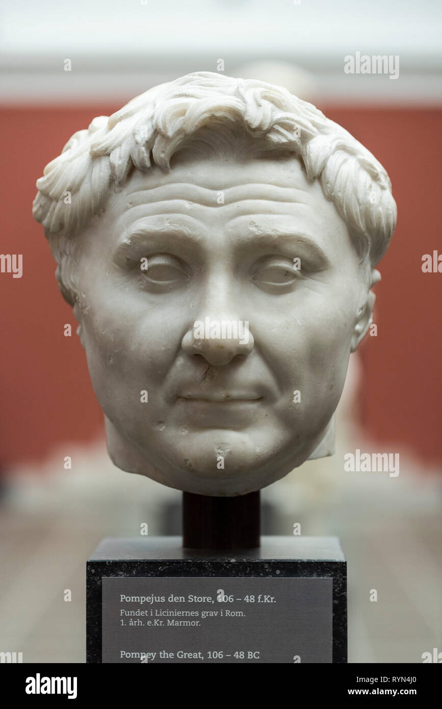 Copenhagen. La Danimarca. Busto di Pompeo il grande. Ny Carlsberg Glyptotek. Gnaeus Pompeo Magno 106 a.e.v.-48 BCE, Romana statista e l militare Foto Stock