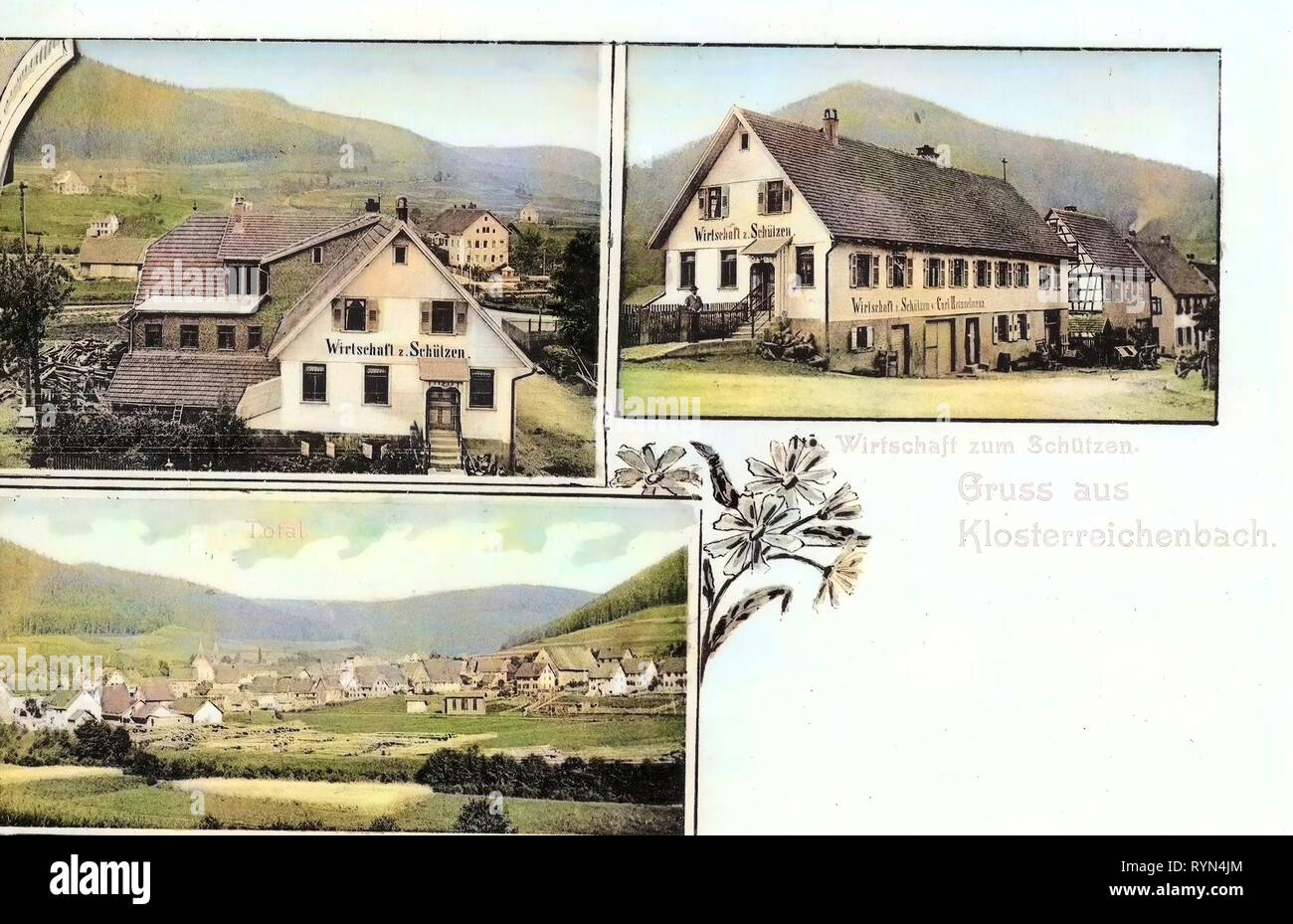 Cartoline Multiview, Ristoranti in Baden-Württemberg, Klosterreichenbach 1904, Baden-Württemberg, Ortsansichten Foto Stock