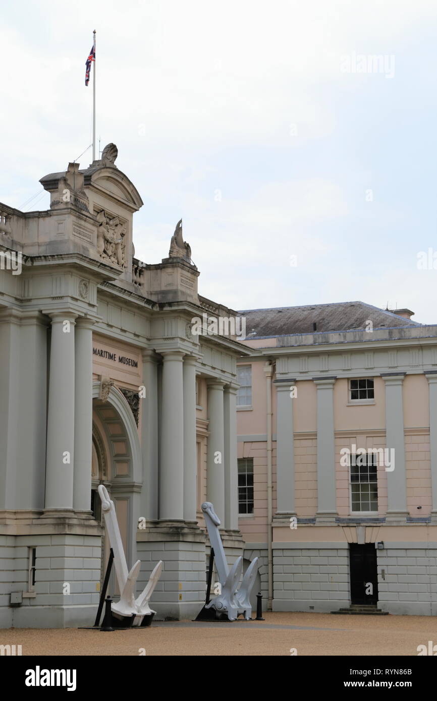 Parte della facciata del National Maritime Museum di Greenwich, Londra, Regno Unito. Foto Stock