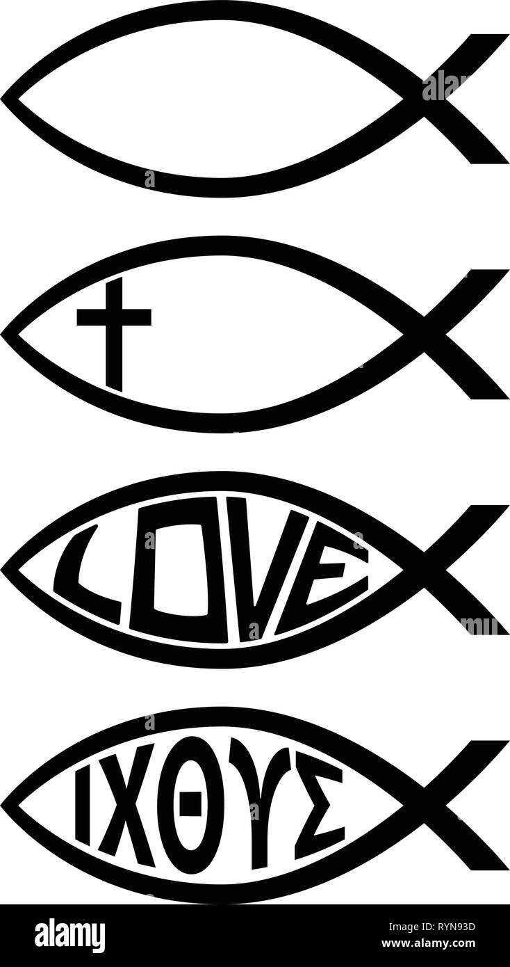 Ichthus Christian pesce simbolo icona religiosa illustrazione vettoriale Illustrazione Vettoriale