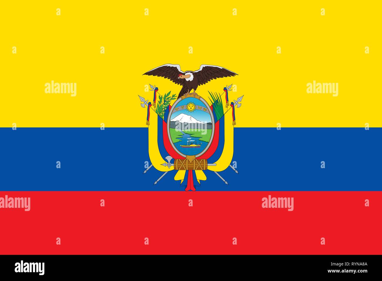 Gazzetta grande piatto bandiera della Ecuador in orizzontale Foto Stock