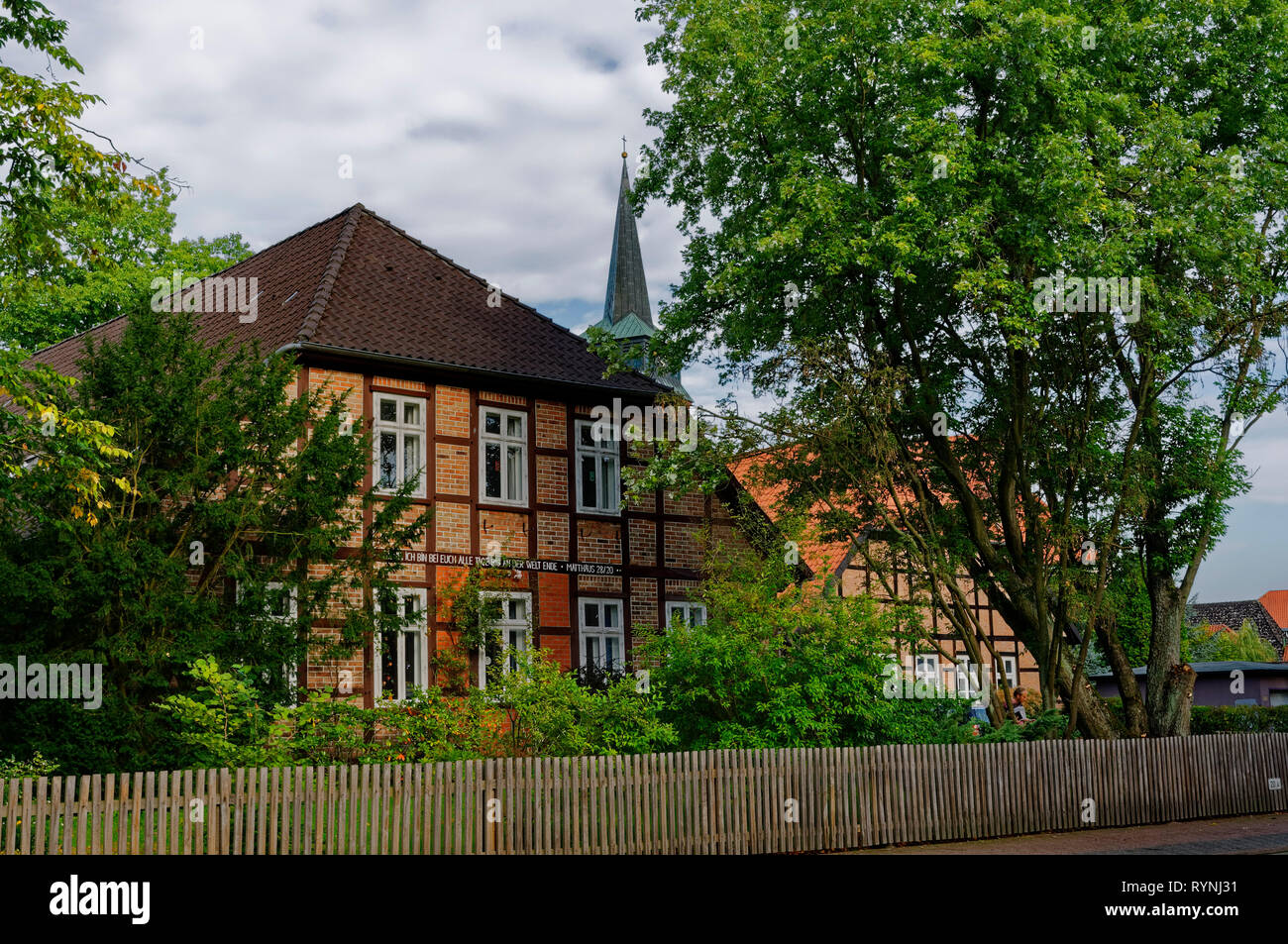 Hermannsburg: Vecchia canonica, Lüneburg Heath, parco naturale Südheide, quartiere celle, bassa Sassonia, Germania Foto Stock