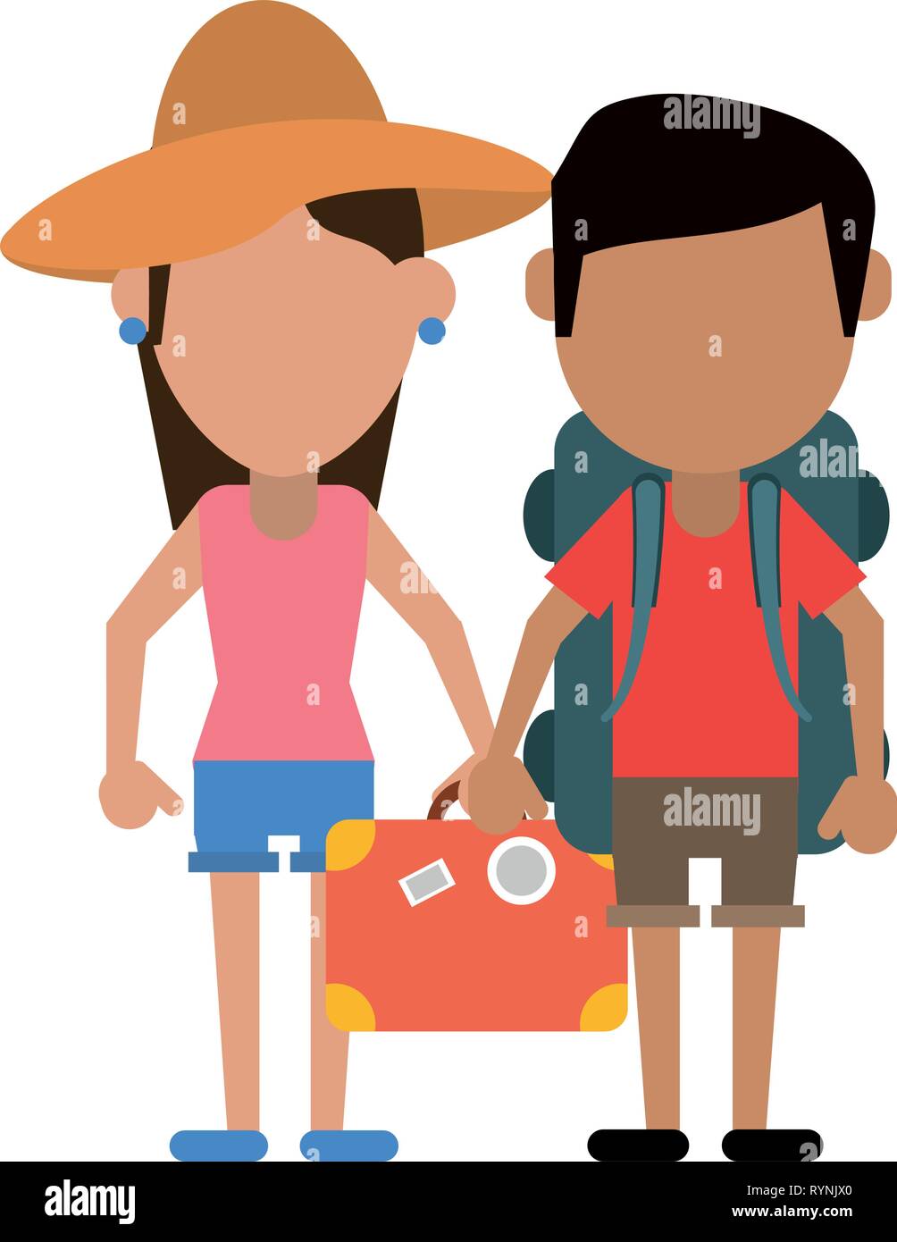 Coppia di turisti avatar cartone animato Illustrazione Vettoriale