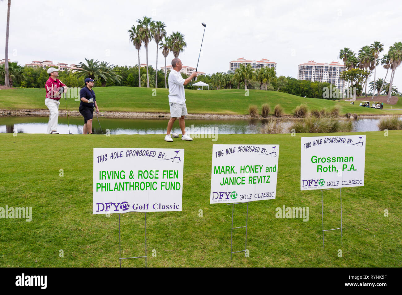 Miami Florida, Coral Gables, Deering Bay Water Yacht and Country Club, Drug Free Youth in Town, DFYIT club, Golf Classic Tournament, campo da golf, beneficenza, divertimento Foto Stock