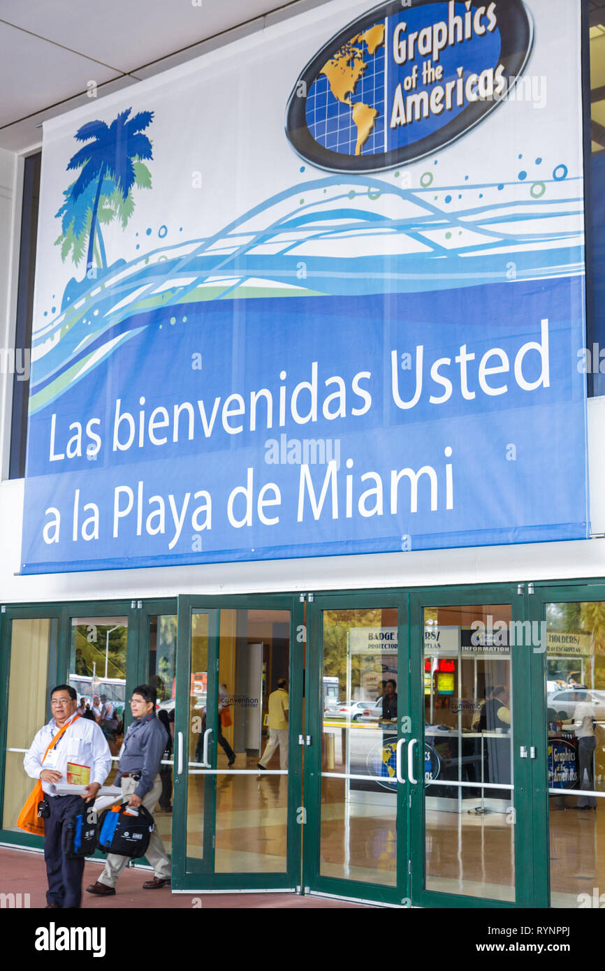 Miami Beach Florida,Miami Beach Convention Center,centro,Graphics of the Americas Expo & Conference,fiera,traduzione non corretta,lingua spagnola,biling Foto Stock