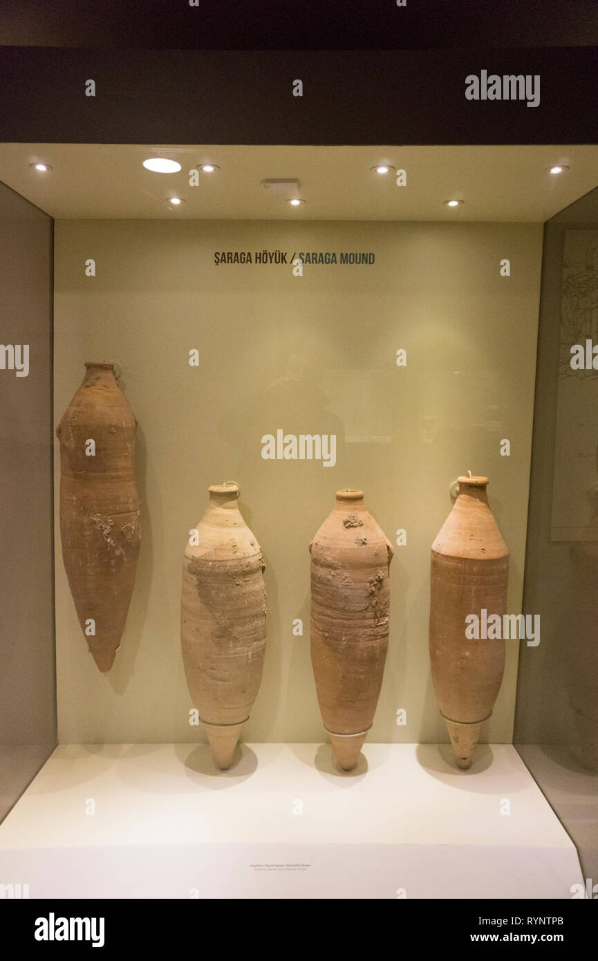 Tumulo Şaraga Uruk Colony prima Età del Bronzo di artefatti, Museo di Gaziantep Turchia Foto Stock