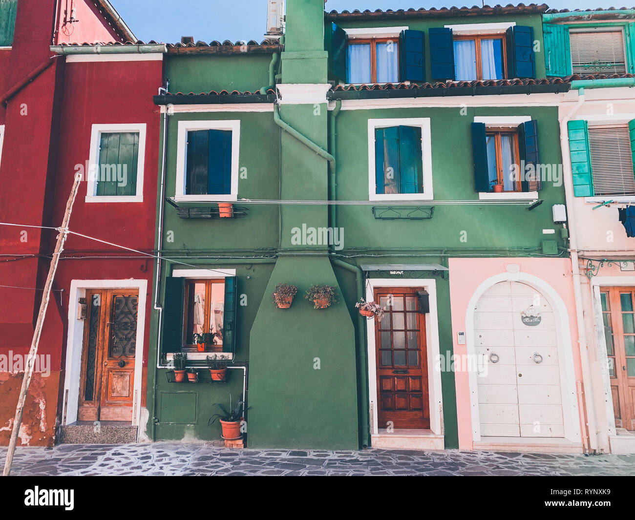 Case colorate di Burano Venezia Italia Foto Stock