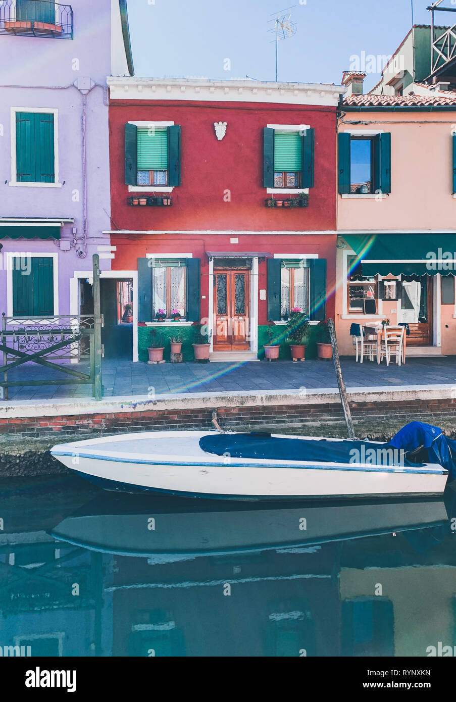 Case colorate di Burano Venezia Italia Foto Stock