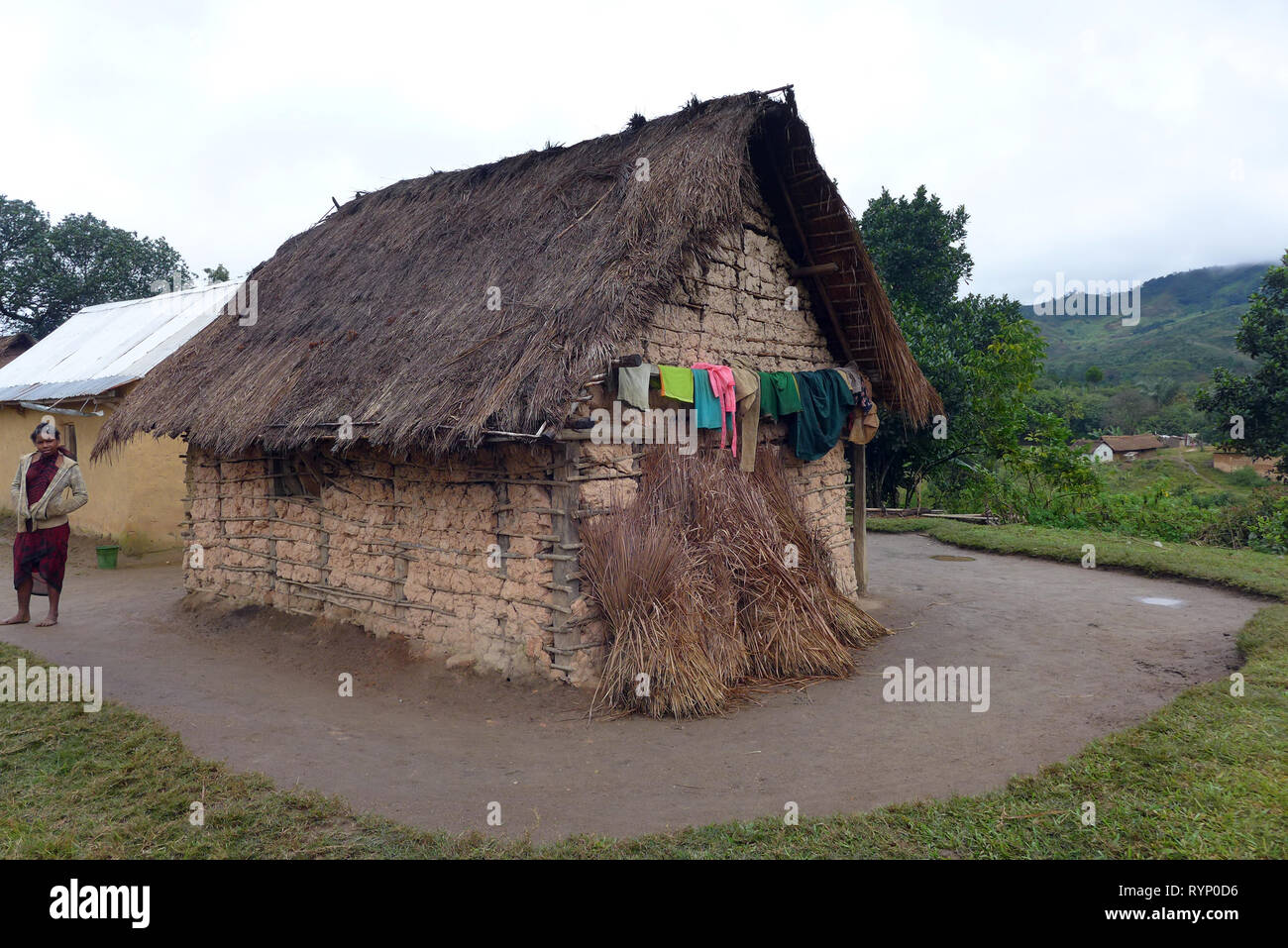 Casa costruita tradizionalmente nelle Highlands del Madagascar vicino Ranomafana Foto Stock