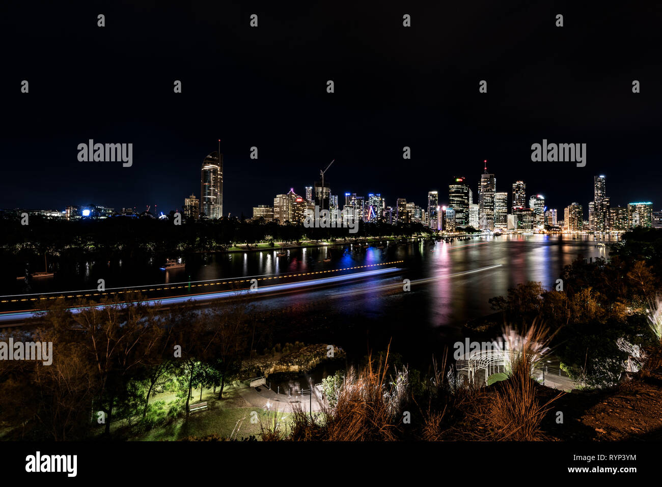 Fiume Brisbane di notte Foto Stock