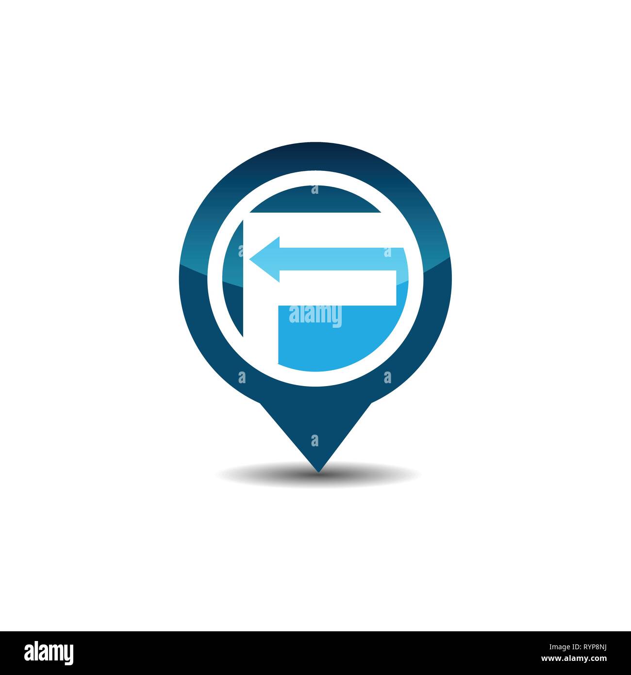La lettera F il GPS icona del puntatore logo Illustrazione Vettoriale