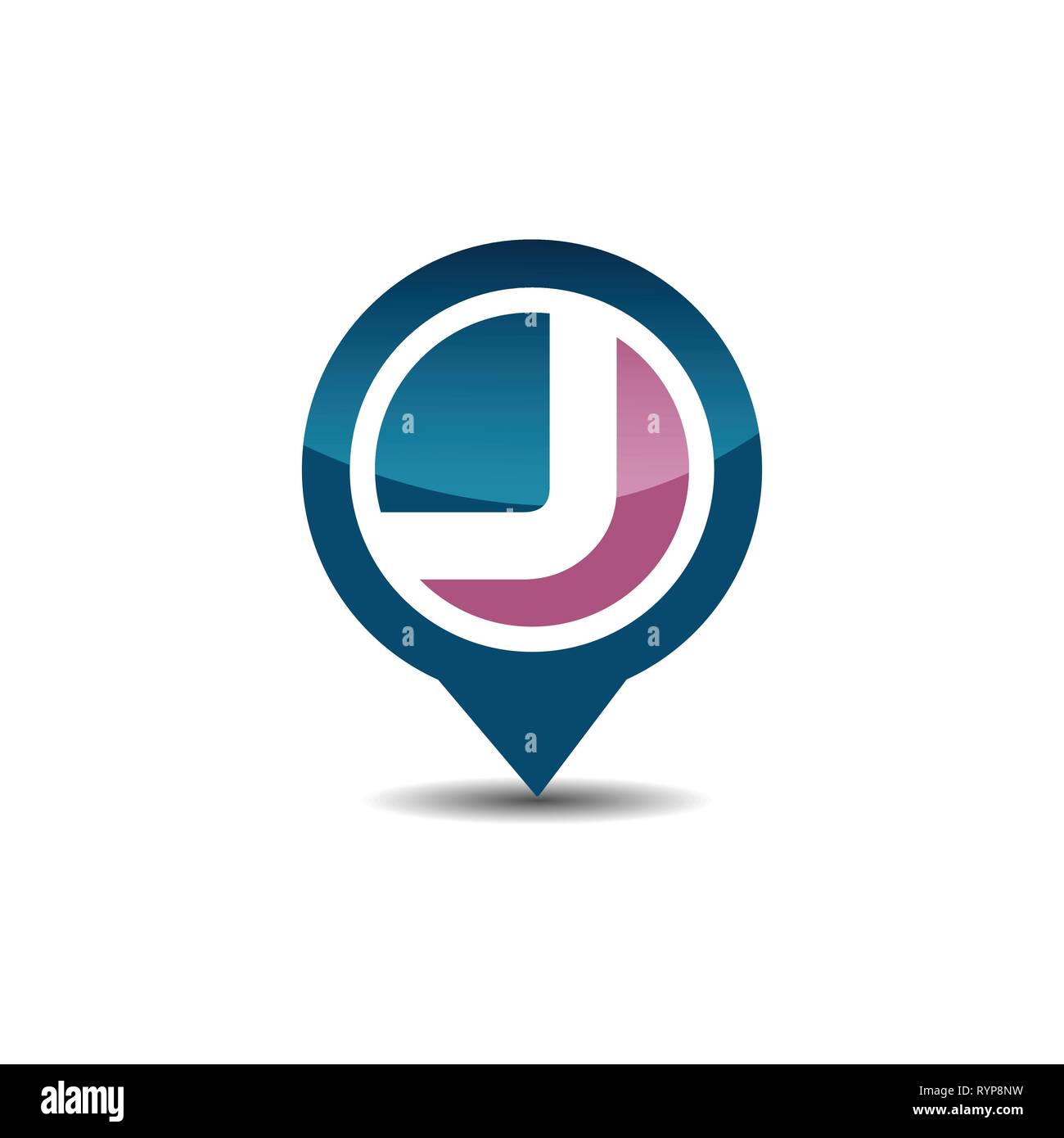 La lettera J il GPS icona del puntatore logo Illustrazione Vettoriale