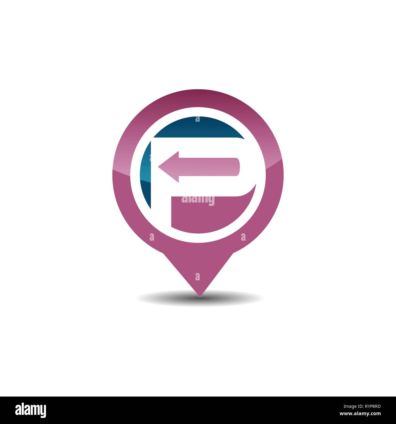 Lettera P puntatore GPS logo icona Illustrazione Vettoriale