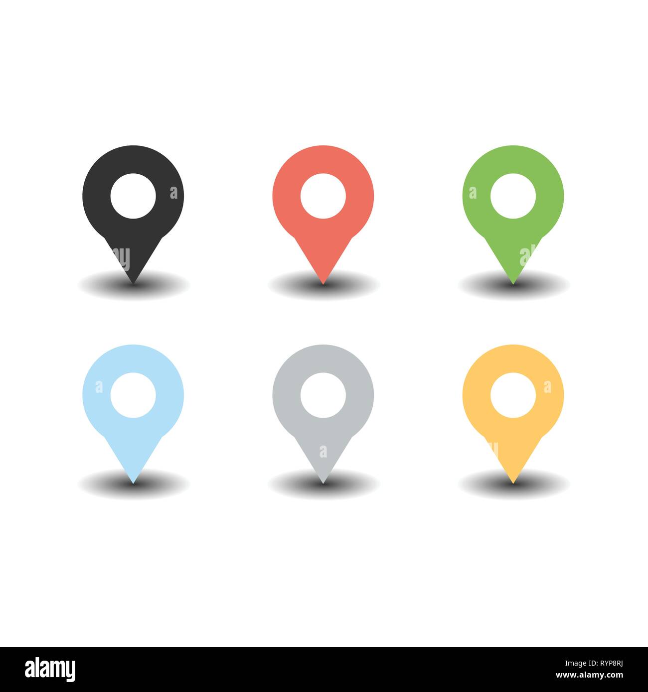 Individuazione colorato Imposta icona vettore in moderno stile piatto per il web, grafica e progettazione per dispositivi mobili Illustrazione Vettoriale