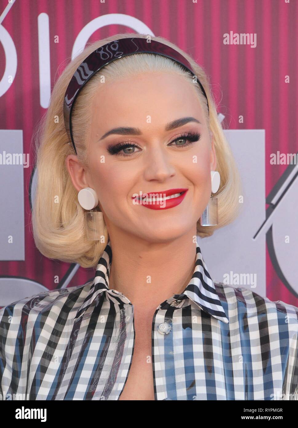 Katy Perry presso gli arrivi per 2019 iHeartRadio Music Awards, Microsoft Theatre, Los Angeles, CA Marzo 14, 2019. Foto di: Elizabeth Goodenough/Everett Collection Foto Stock