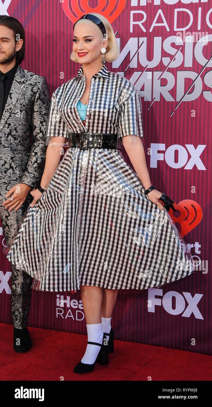 Katy Perry presso gli arrivi per 2019 iHeartRadio Music Awards, Microsoft Theatre, Los Angeles, CA Marzo 14, 2019. Foto di: Elizabeth Goodenough/Everett Collection Foto Stock