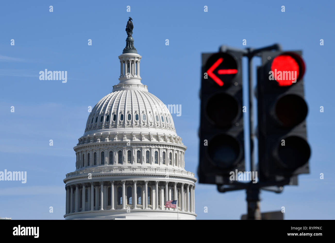 Pechino, USA. Xiv Mar, 2019. Il Campidoglio è visto in Washington, DC, Stati Uniti, il 14 marzo 2019. Gli Stati Uniti Senato giovedì 59-41 ha votato a favore del blocco dell'Presidente Donald Trump la dichiarazione di un'emergenza nazionale presso il confine meridionale. Credito: Liu Jie/Xinhua/Alamy Live News Foto Stock