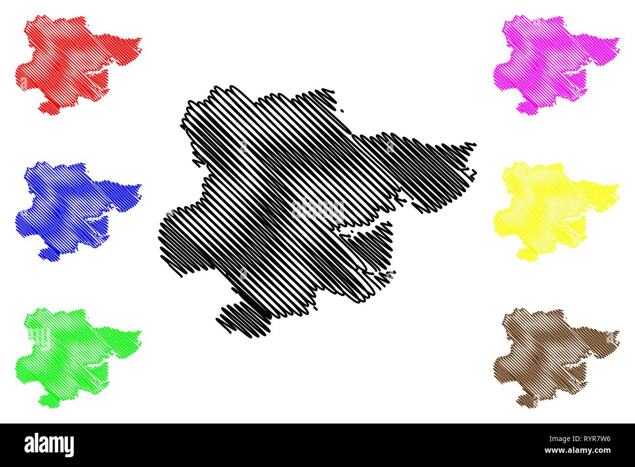 Essex (Regno Unito, Inghilterra, Non-metropolitan county, shire county) mappa illustrazione vettoriale, scribble schizzo Essex mappa Illustrazione Vettoriale
