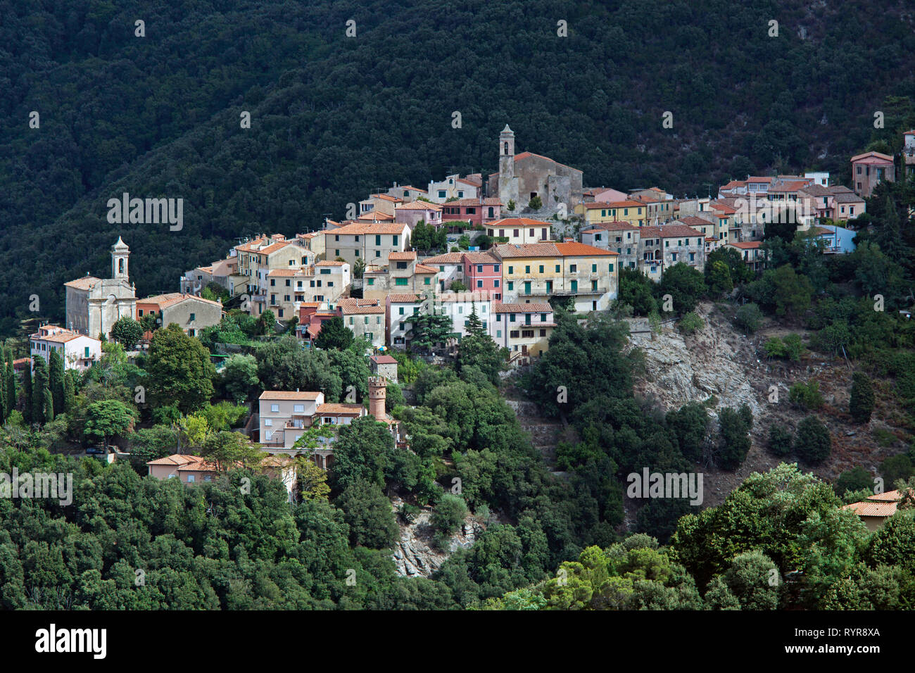 Village de Marciana, Isola d'Elba, Italia. Foto Stock