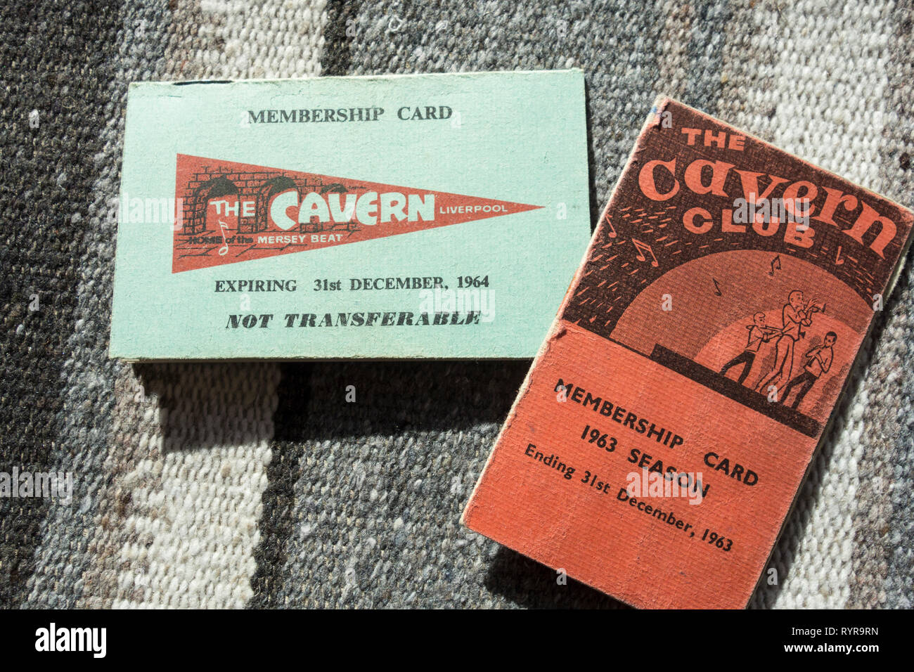 Tessera socio Cavern Club, 1963, Liverpool, Regno Unito Foto Stock