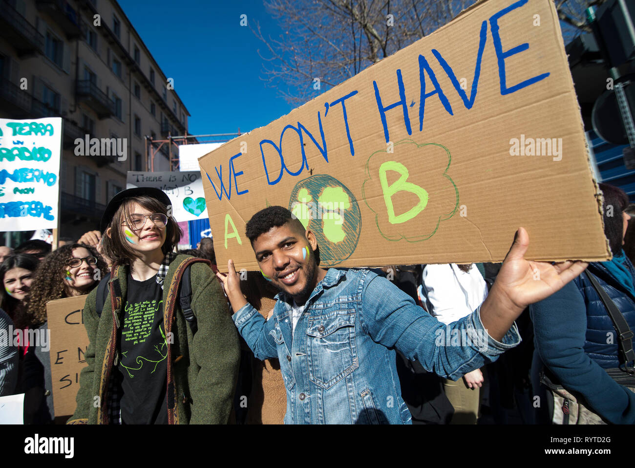 Torino Piemonte, Italia. Xv Mar, 2019. Torino, Italy-March 15, 2019: dimostrazione per il clima Credito: Stefano Guidi/ZUMA filo/Alamy Live News Foto Stock