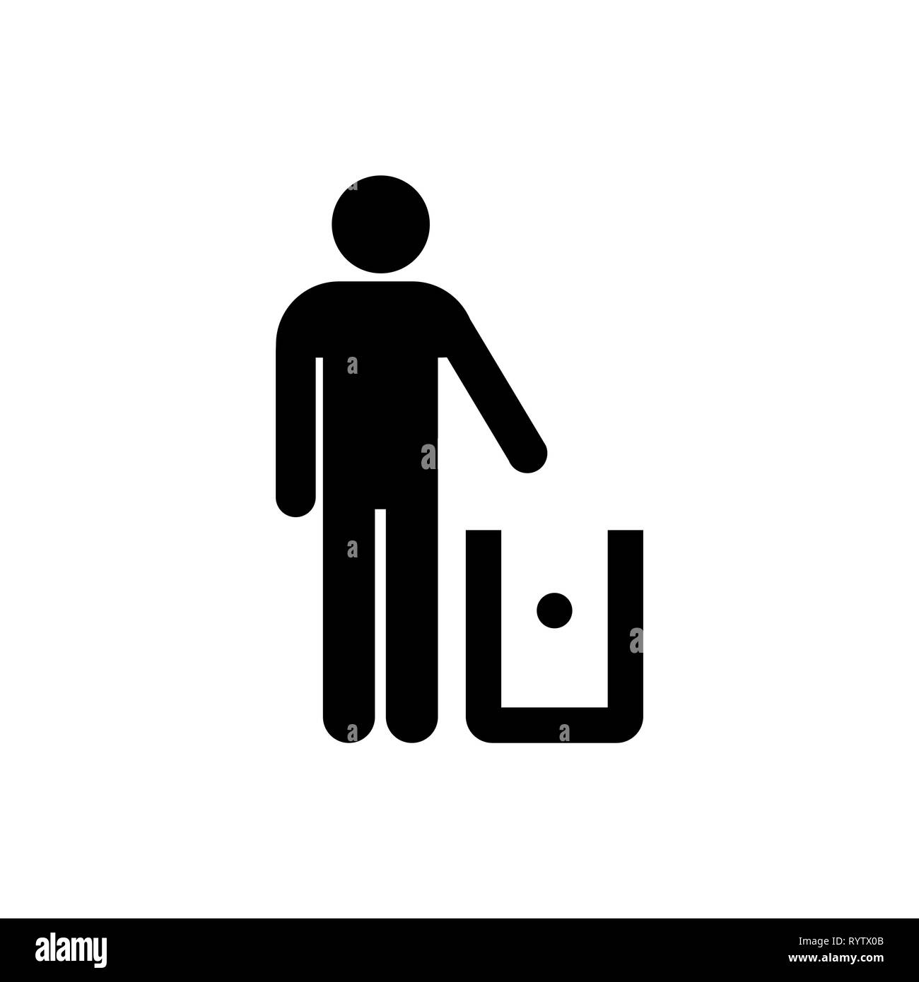 Cestino per bin simbolo di imballaggio semplice piatto icona di stile isolato. Illustrazione Vettoriale