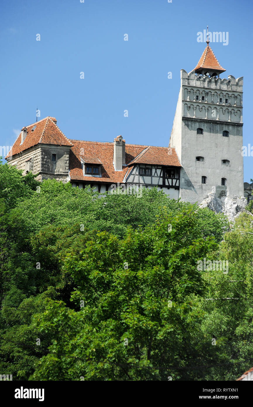 Crusca di gotico Castello di Bran, Romania. 20 luglio 2009, costruita nel XIII secolo e ricostruita nel XV secolo chiamato Castello di Dracula collegato con Vlad I Foto Stock