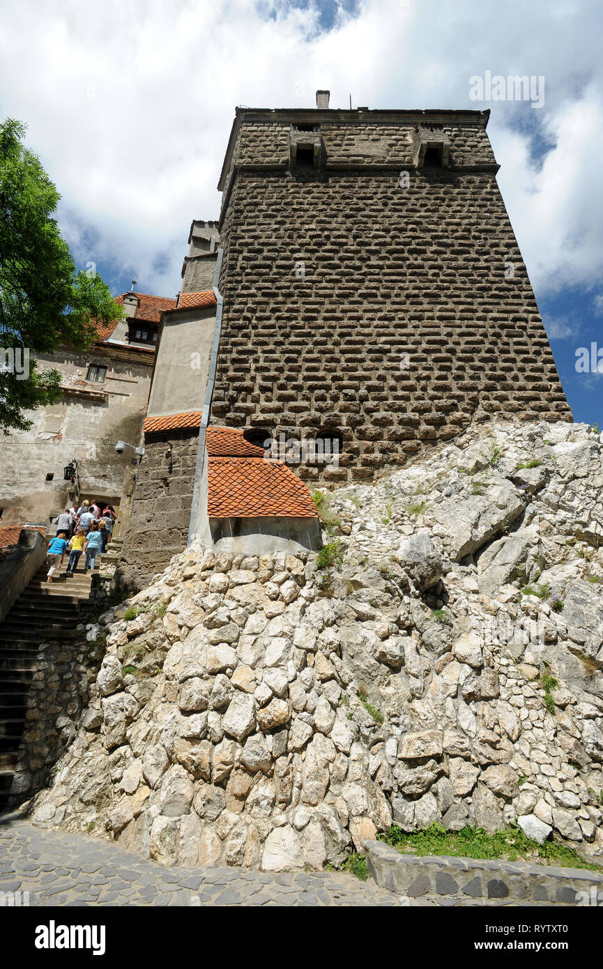 Crusca di gotico Castello di Bran, Romania. 20 luglio 2009, costruita nel XIII secolo e ricostruita nel XV secolo chiamato Castello di Dracula collegato con Vlad I Foto Stock