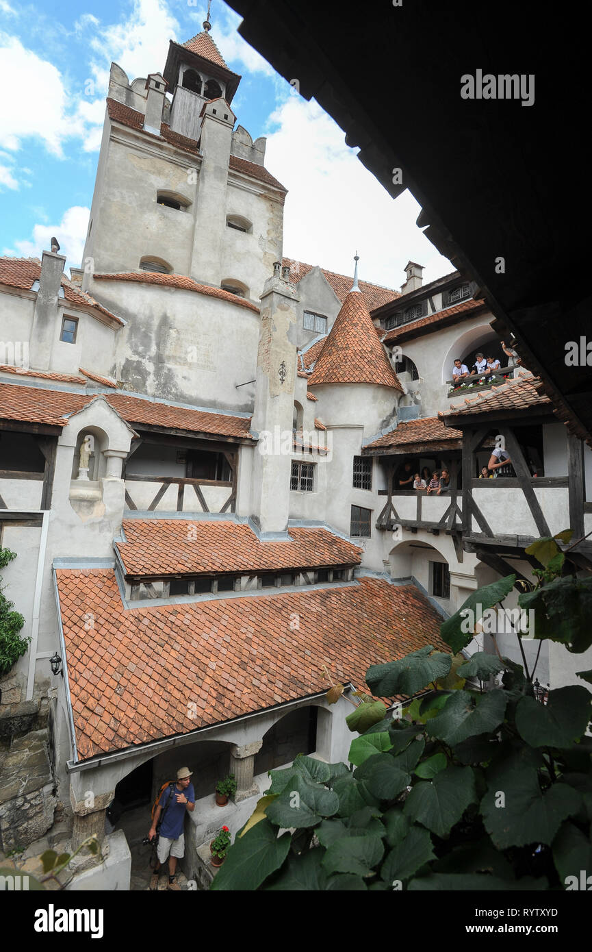 Crusca di gotico Castello di Bran, Romania. 20 luglio 2009, costruita nel XIII secolo e ricostruita nel XV secolo chiamato Castello di Dracula collegato con Vlad I Foto Stock