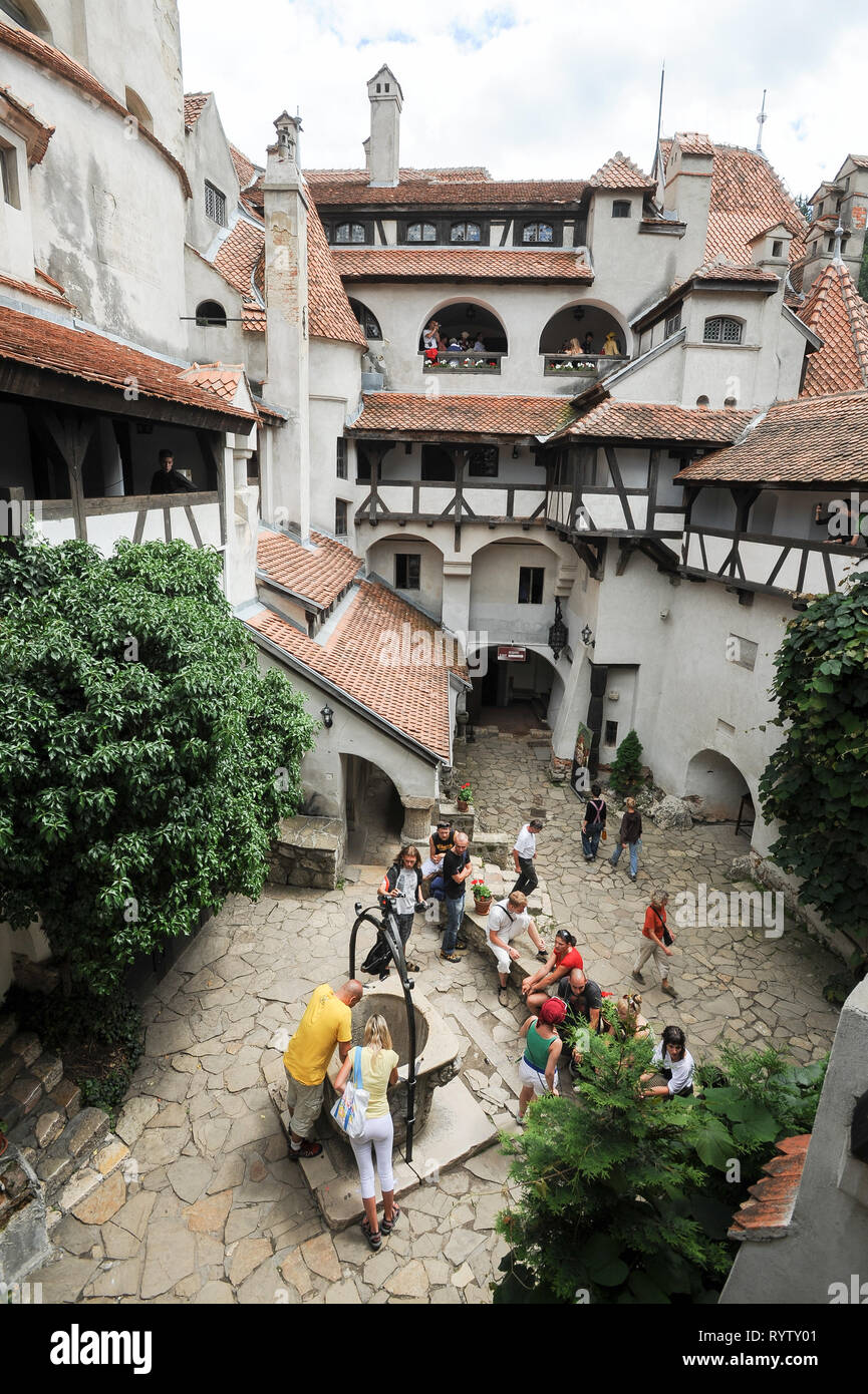 Crusca di gotico Castello di Bran, Romania. 20 luglio 2009, costruita nel XIII secolo e ricostruita nel XV secolo chiamato Castello di Dracula collegato con Vlad I Foto Stock