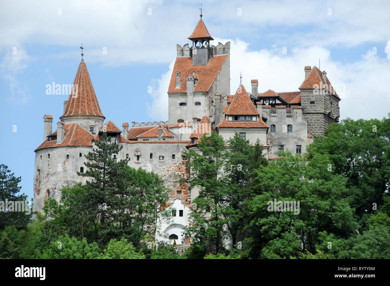 Crusca di gotico Castello di Bran, Romania. 20 luglio 2009, costruita nel XIII secolo e ricostruita nel XV secolo chiamato Castello di Dracula collegato con Vlad I Foto Stock