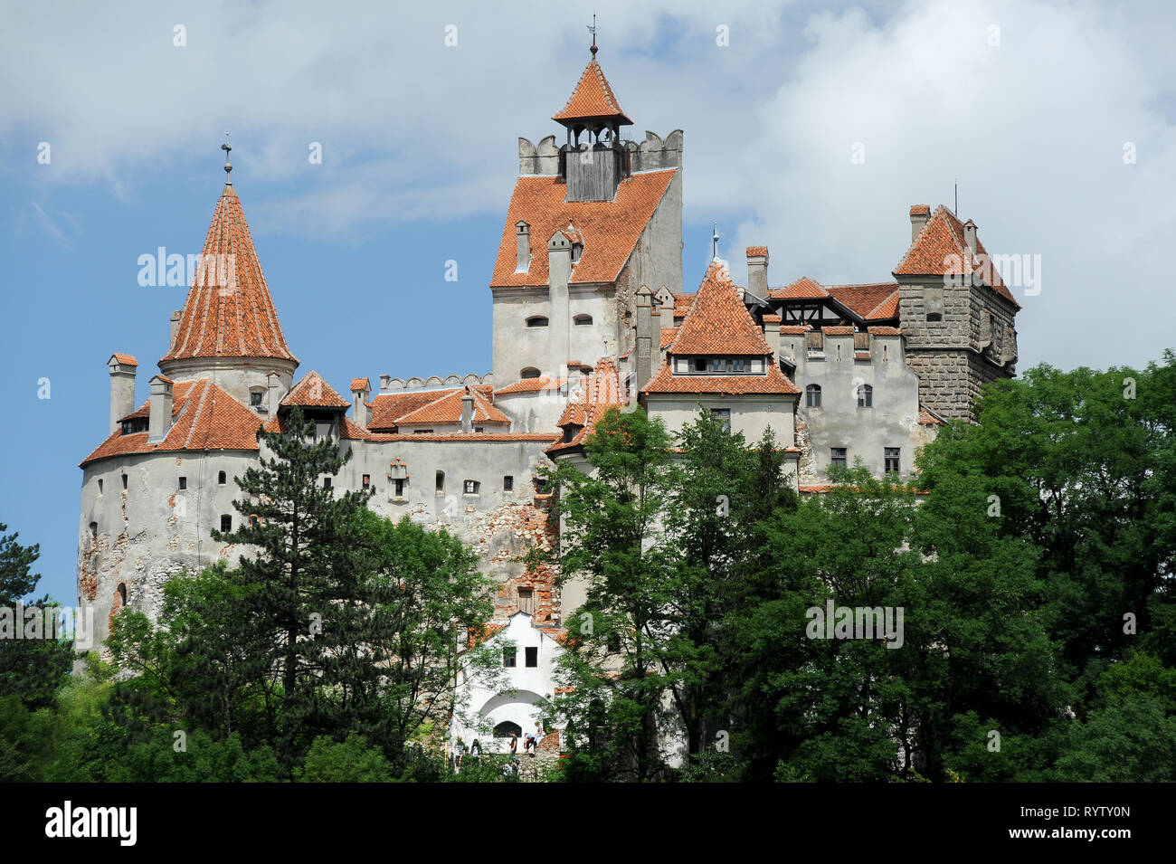 Crusca di gotico Castello di Bran, Romania. 20 luglio 2009, costruita nel XIII secolo e ricostruita nel XV secolo chiamato Castello di Dracula collegato con Vlad I Foto Stock