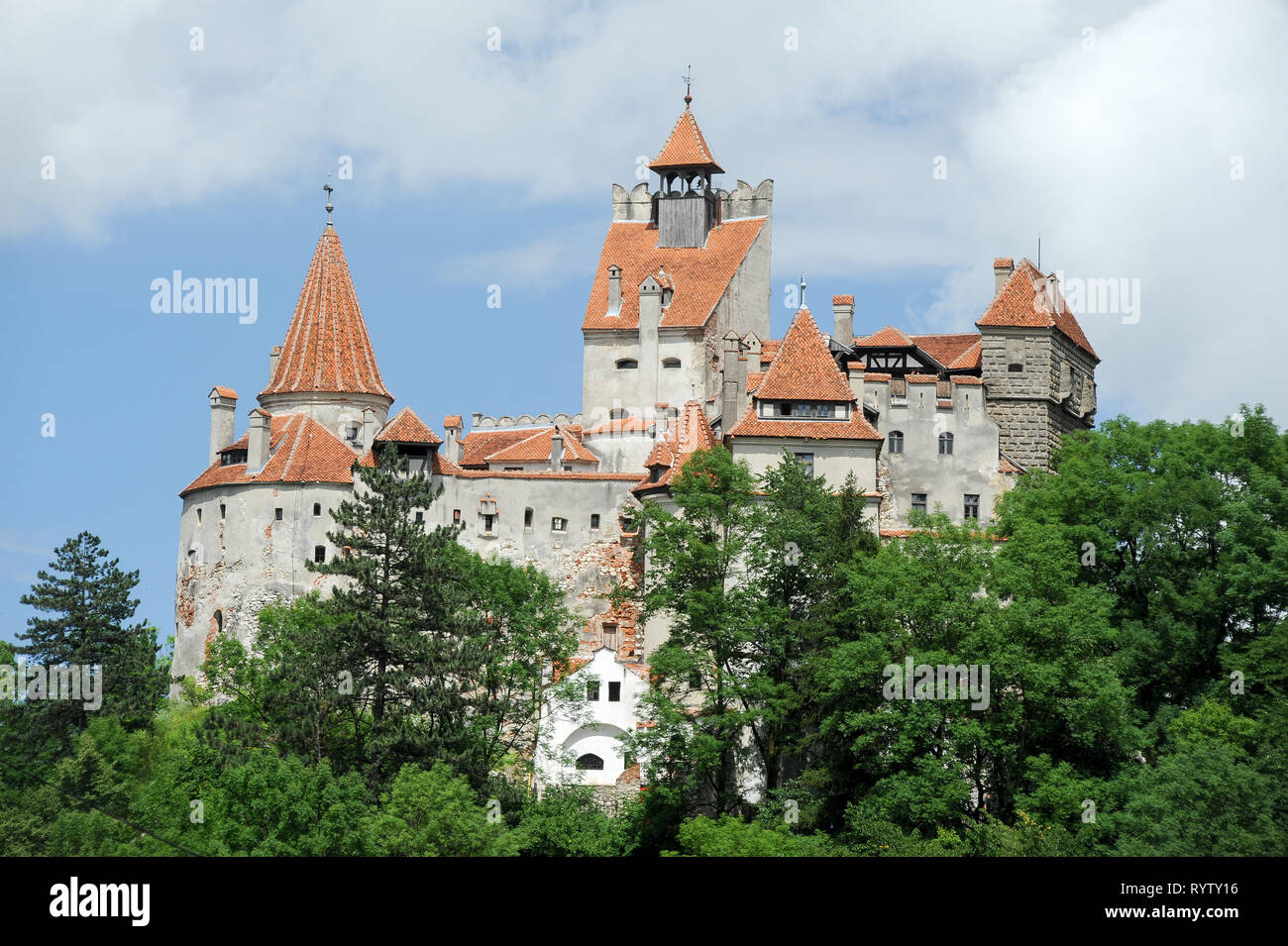Crusca di gotico Castello di Bran, Romania. 20 luglio 2009, costruita nel XIII secolo e ricostruita nel XV secolo chiamato Castello di Dracula collegato con Vlad I Foto Stock
