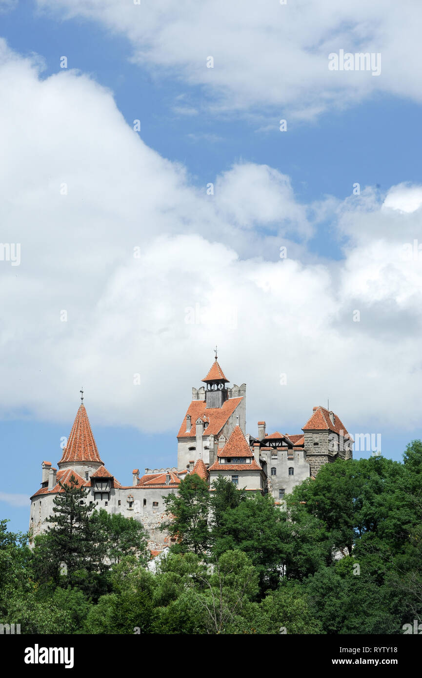 Crusca di gotico Castello di Bran, Romania. 20 luglio 2009, costruita nel XIII secolo e ricostruita nel XV secolo chiamato Castello di Dracula collegato con Vlad I Foto Stock