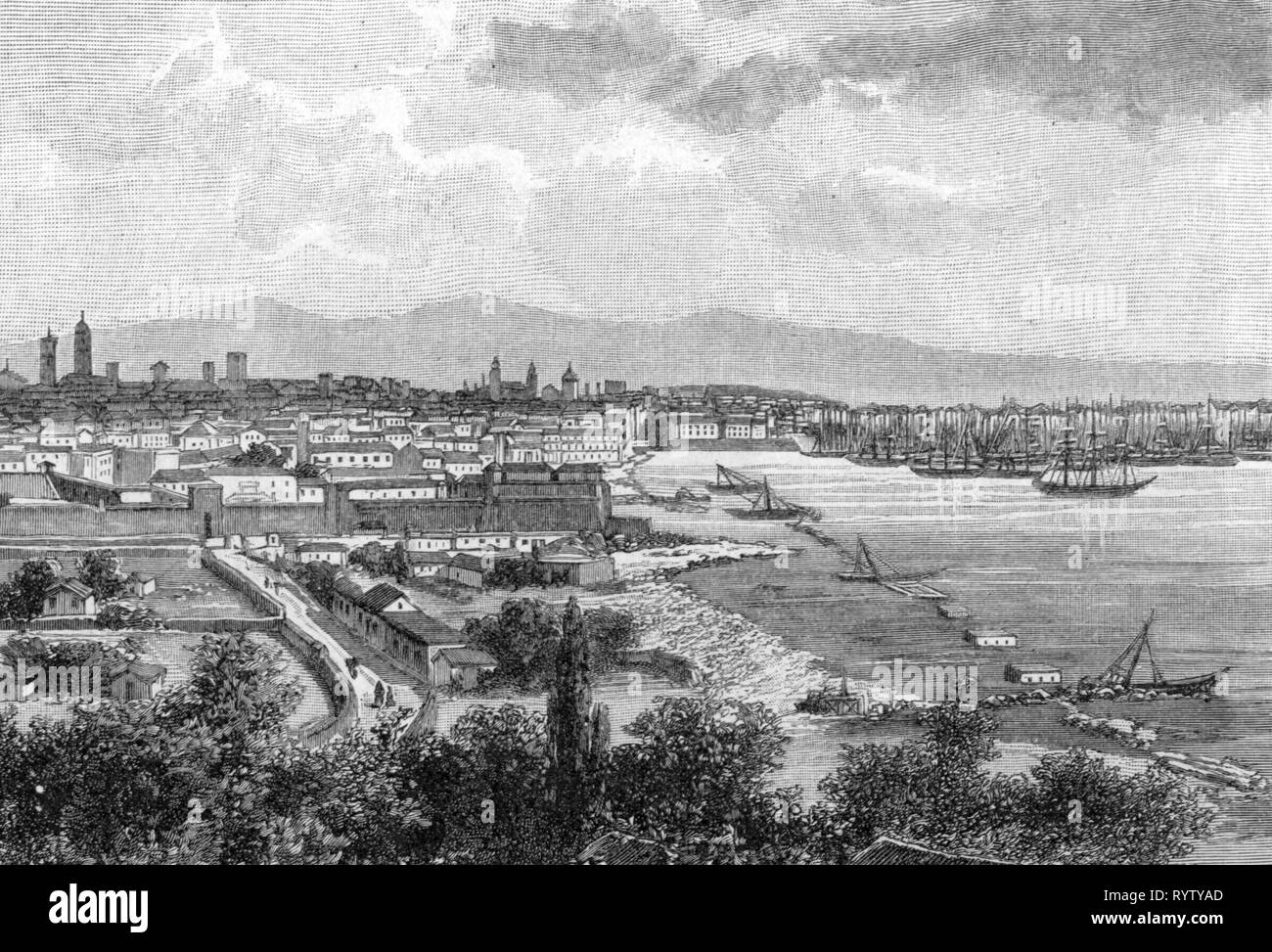 Geografia / viaggi, Paesi Bassi, Amsterdam, canali, Oude Schans, incisione su legno, fine del XIX secolo e il vecchio redoubt, canale, canali, panoramica, Porto, porto, porti turistici, porti, Porto, porti, fiume, fiumi, Amstel, acqua, North Holland, il Regno dei Paesi Bassi, città, Seaport, porti, canal, canali, storico, storico Additional-Rights-Clearance-Info-Not-Available Foto Stock