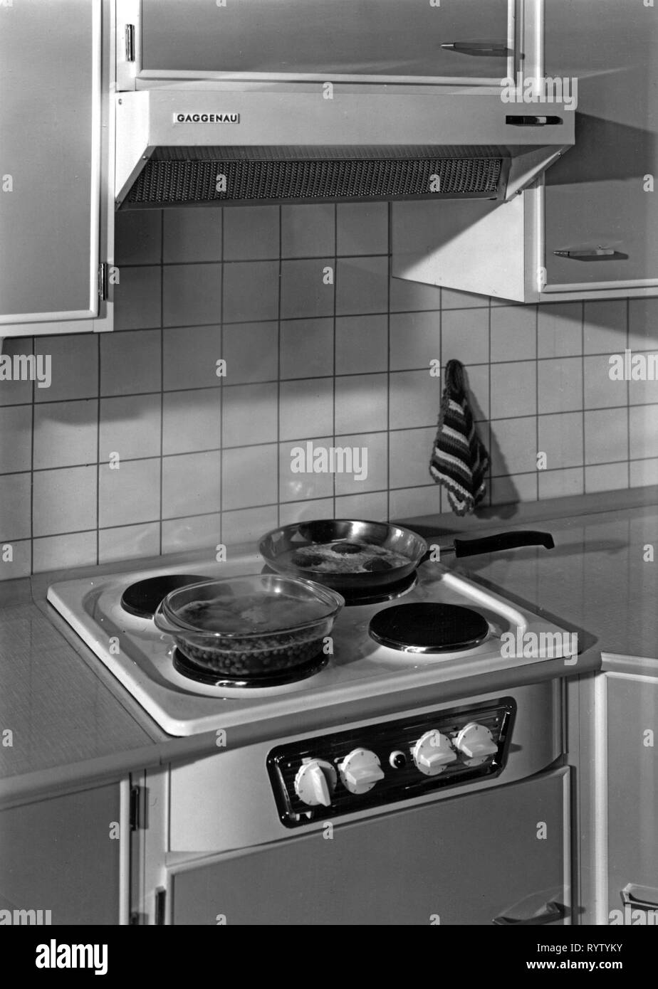 Domestico, cucina e stoviglie, piano cottura elettrico con cappa da "" Gaggenau, sessanta, Additional-Rights-Clearance-Info-Not-Available Foto Stock