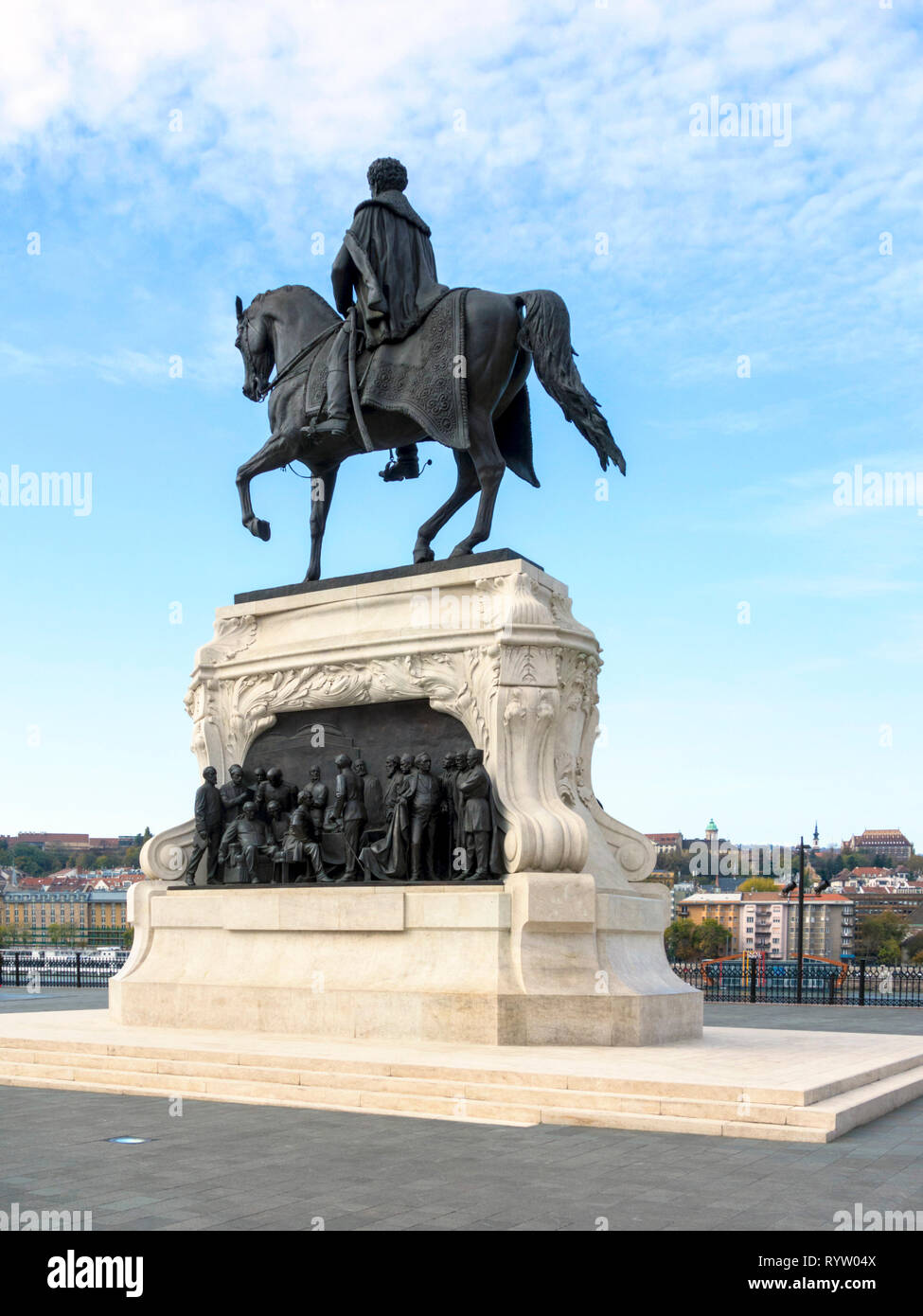 Statua equestre del conte Gyula Andrassy, Budapest, Ungheria Foto Stock