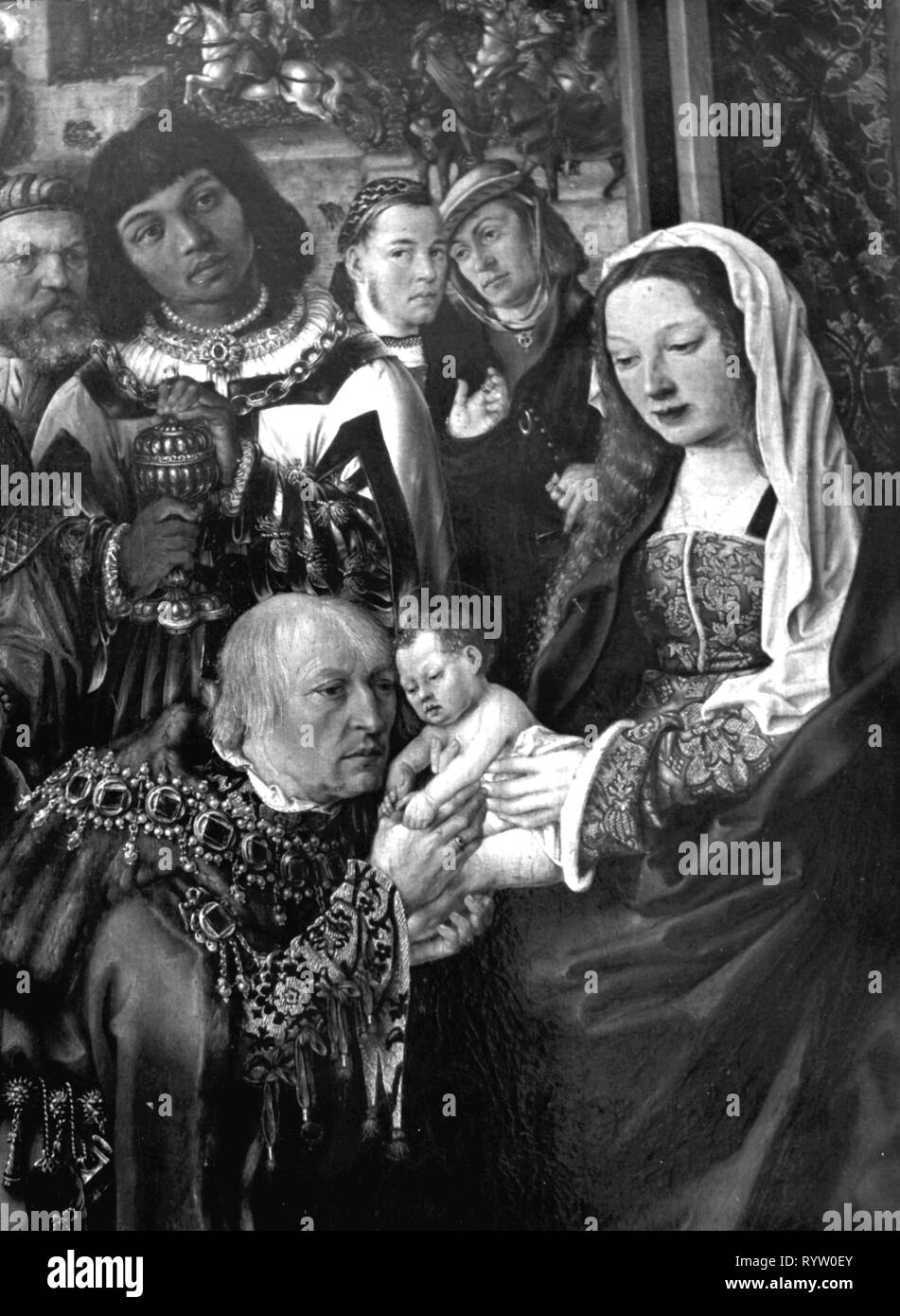 La religione, il cristianesimo, tre re, "Adorazione dei Magi", dipinto da Ulrich Apt Il Sambuco (circa 1460 - 1532), circa 1510, Additional-Rights-Clearance-Info-Not-Available Foto Stock