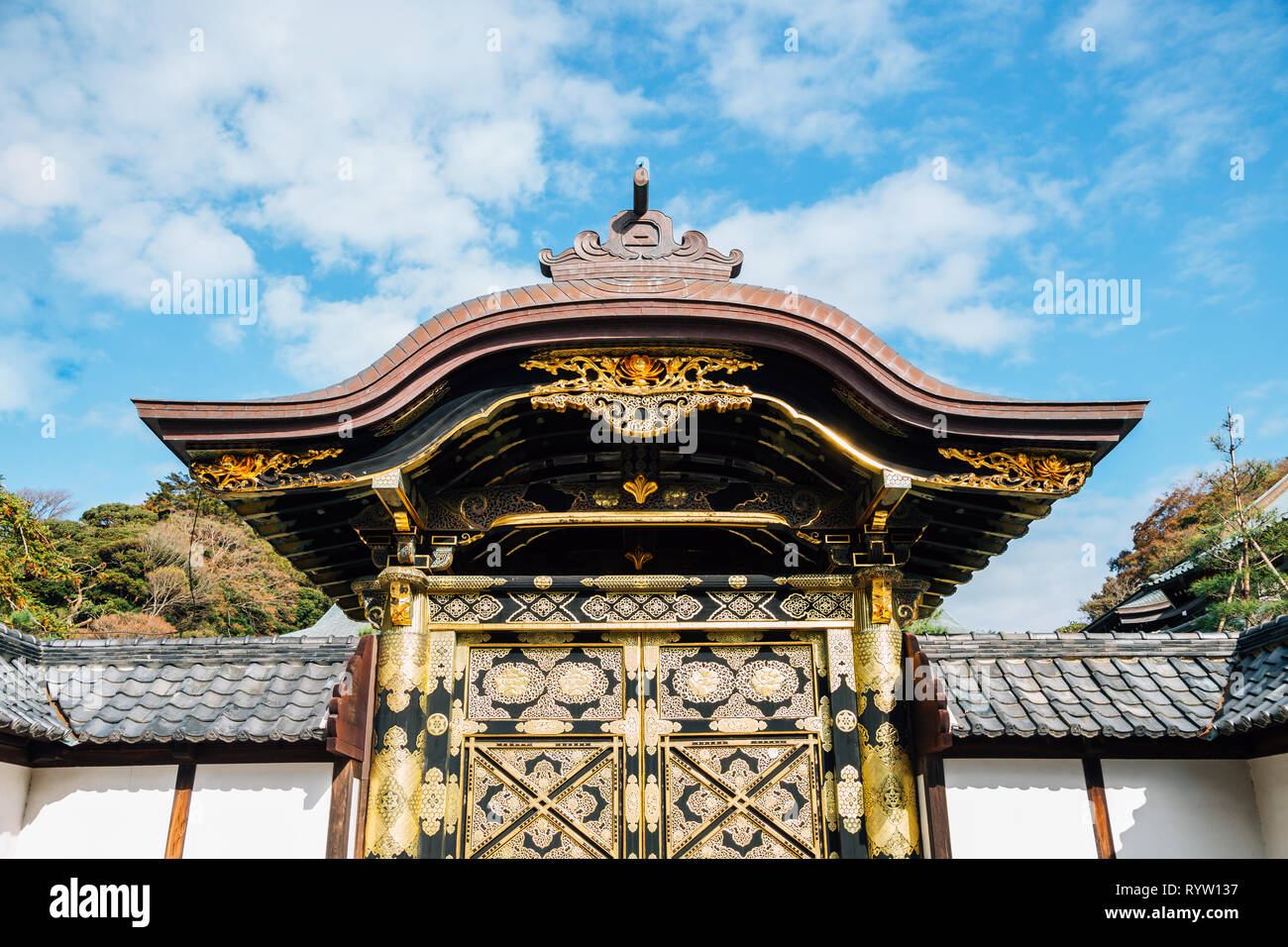 Tempio Kenchoji giapponese architettura tradizionale a Kamakura, Giappone Foto Stock