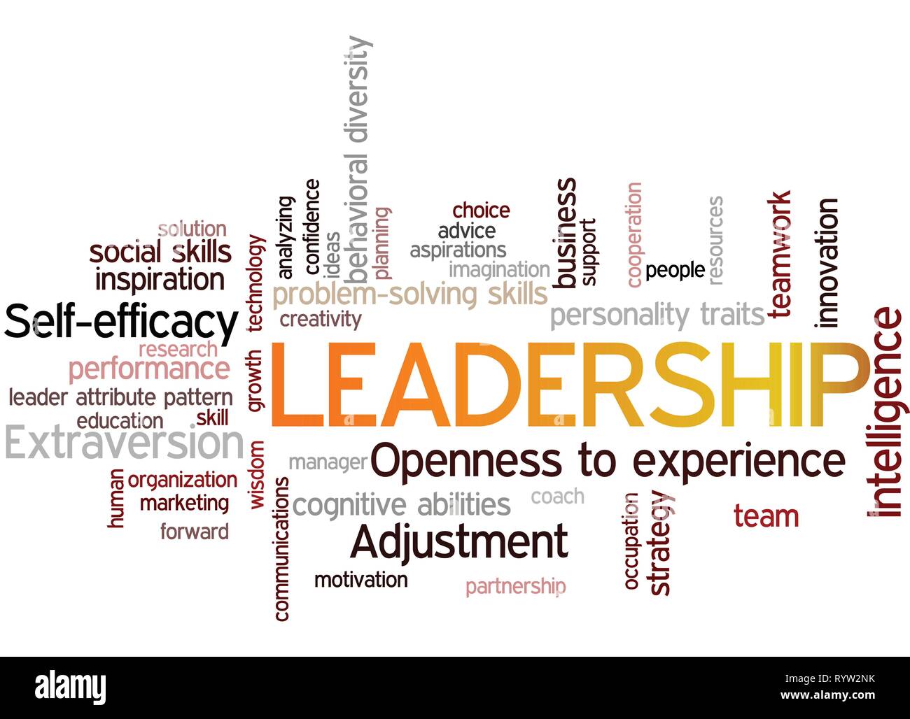 Parola di leadership Tag Cloud, mostra parole correlate alla leadership e leader attributo concetto di pattern, vettore ESP10 Illustrazione Vettoriale