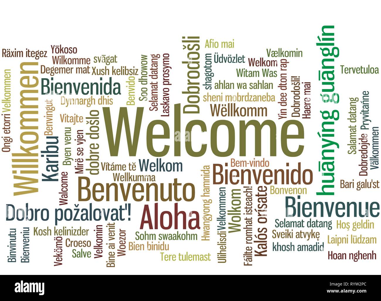 Parola Tag Cloud, mostra equivalenti di "Benvenuto", come a dire che in molte lingue, vettore ESP10 Illustrazione Vettoriale