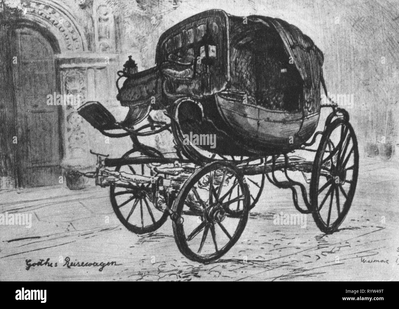 Trasporti / trasporto, pullman, touring car di Johann Wolfgang Goethe, dopo la fase di attacco di Ludwig Michalek, 1911, Additional-Rights-Clearance-Info-Not-Available Foto Stock